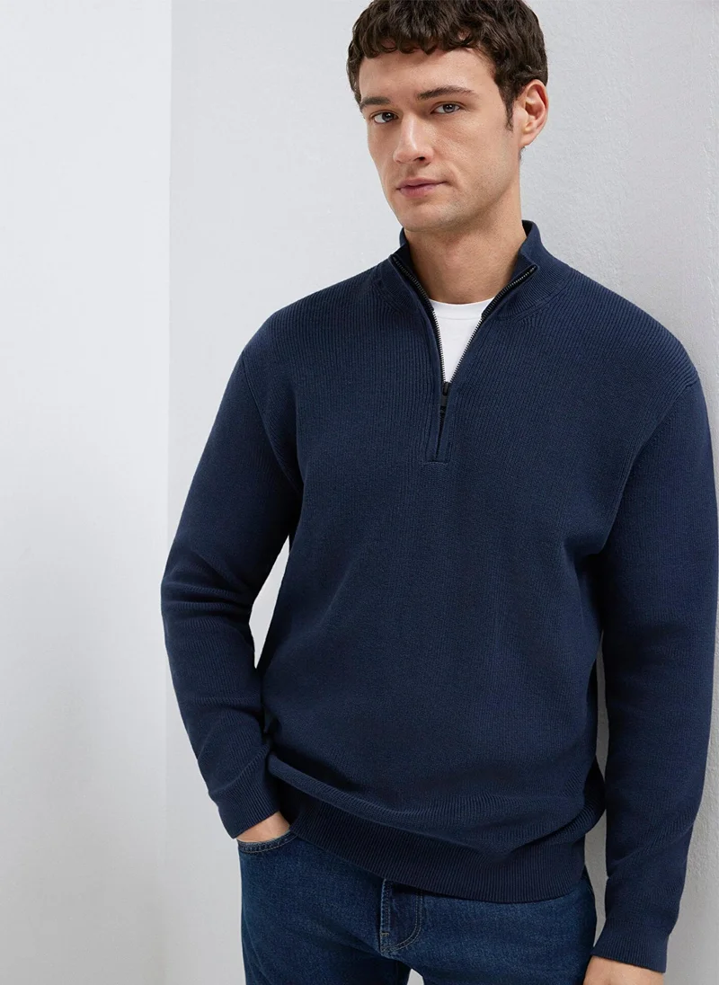 مافي Half Zip Navy Sweater