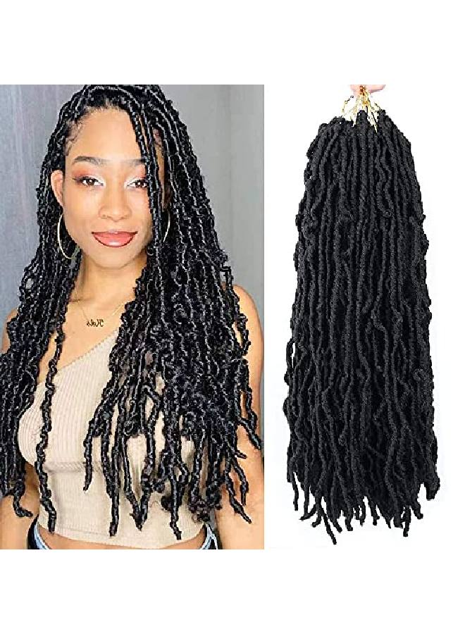 VIOLET 18 Inch New Faux Locs Crochet Hair Soft Locs Crochet Hair Natural Faux Locs Crochet Braids Prelooped Synthetic Afro Roots Braid For Black Women (18Inch 6Packs 1B) - Image 2