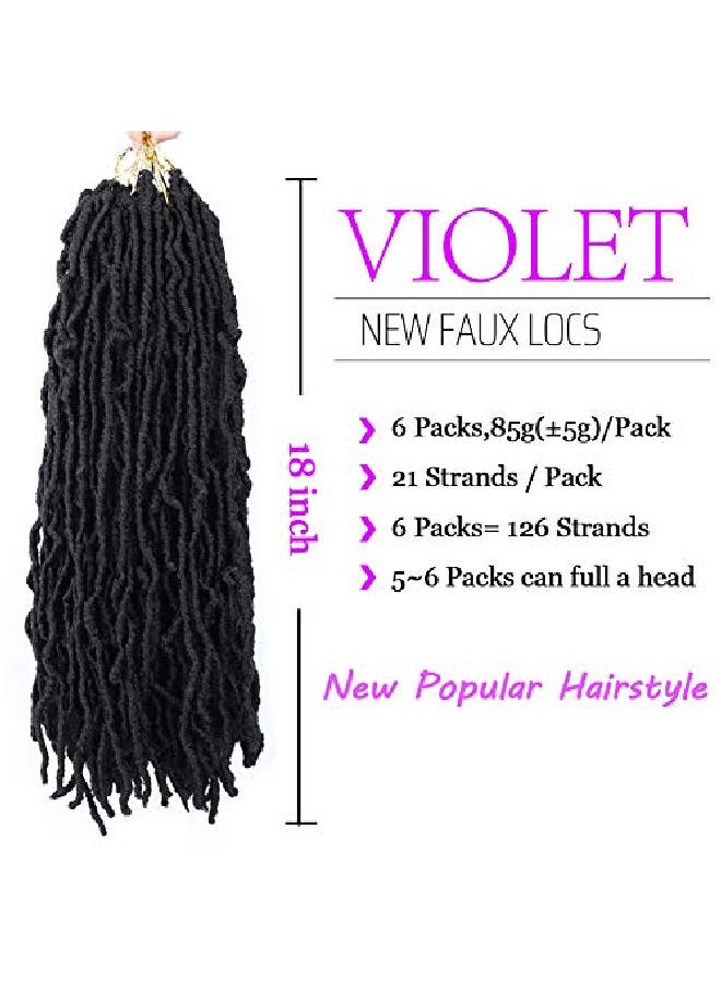 VIOLET 18 Inch New Faux Locs Crochet Hair Soft Locs Crochet Hair Natural Faux Locs Crochet Braids Prelooped Synthetic Afro Roots Braid For Black Women (18Inch 6Packs 1B) - Image 3