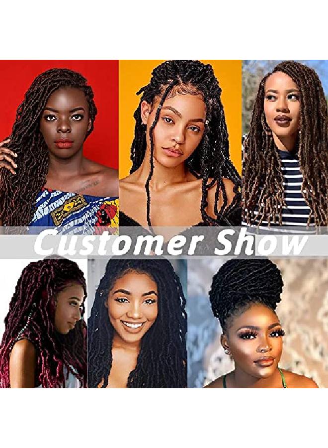 VIOLET 18 Inch New Faux Locs Crochet Hair Soft Locs Crochet Hair Natural Faux Locs Crochet Braids Prelooped Synthetic Afro Roots Braid For Black Women (18Inch 6Packs 1B) - Image 4
