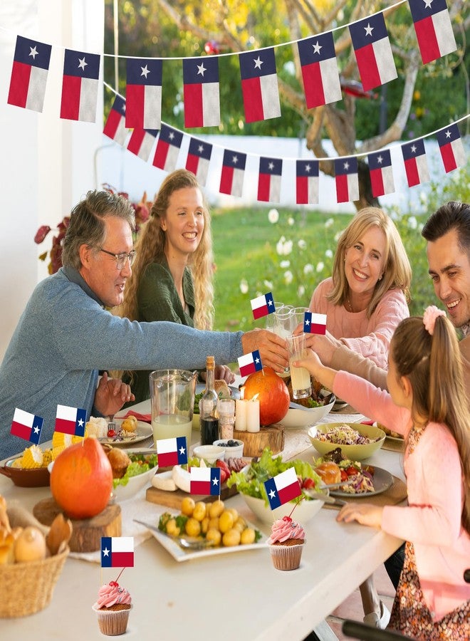Geodurn 200 Pcs Mini Texas Flag Toothpick Toppers, Small Lone Star TX State Flags on Wooden Picks for Texas Independence Day, Parades, Barbecues, Cupcakes, and Party Decorations - Image 4