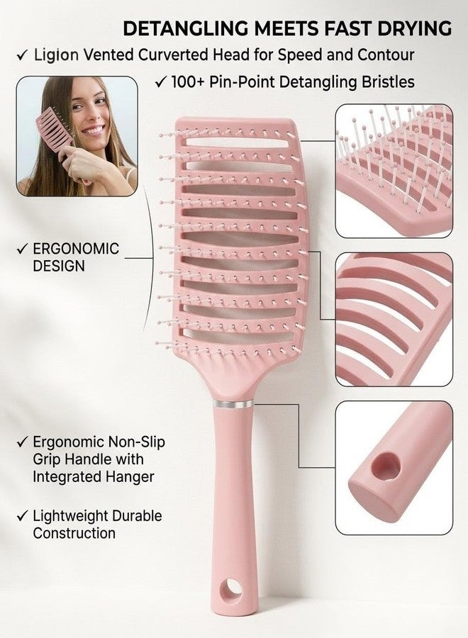 Lobe Miracle Painless Detangling Hair Brush - Professional Hairbrush for Frizz-Free Curly & Straight Hair - Portable & Lightweight Comb for Smooth Hair, Reduced Breakage & Salon Styling & Detangle Hair Comb Brush - Image 2