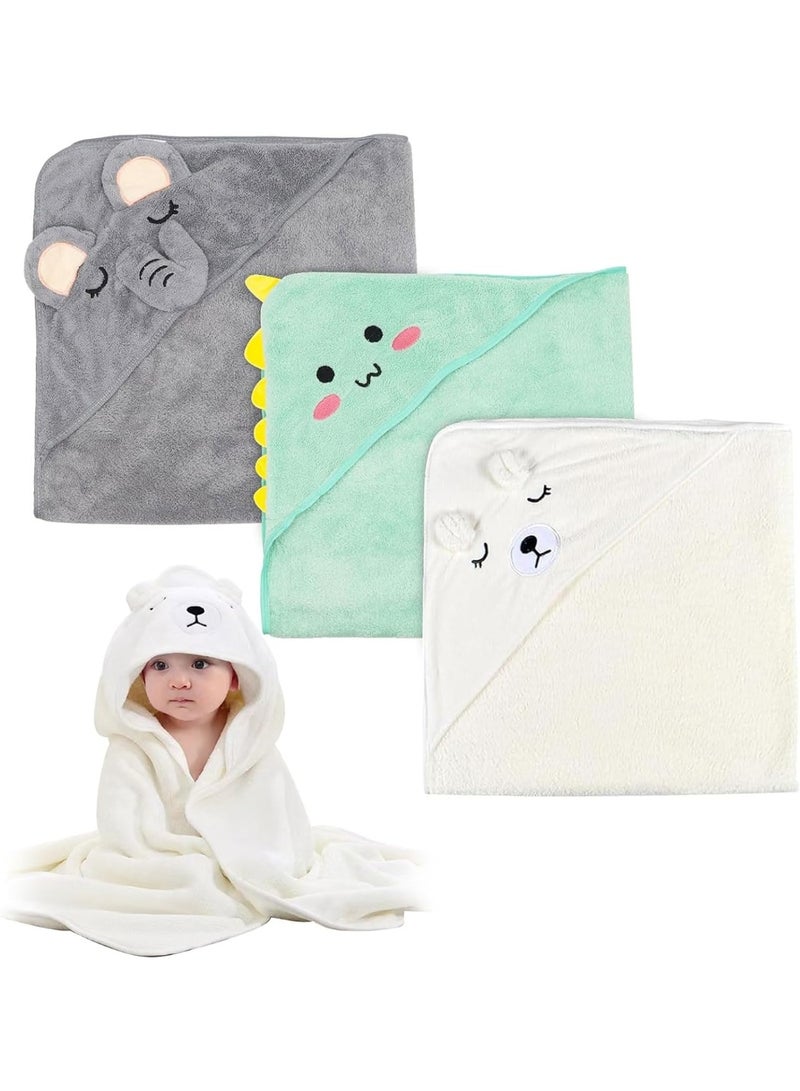 CMGTYYD. 3 قطع من مناشف الأطفال المزودة بغطاء للرأس، مجموعة مناشف حمام مقاس 80x80 سم، مناشف أطفال فائقة النعومة، تصميمات حيوانات لطيفة للأطفال حديثي الولادة من الذكور والإناث - Image 1
