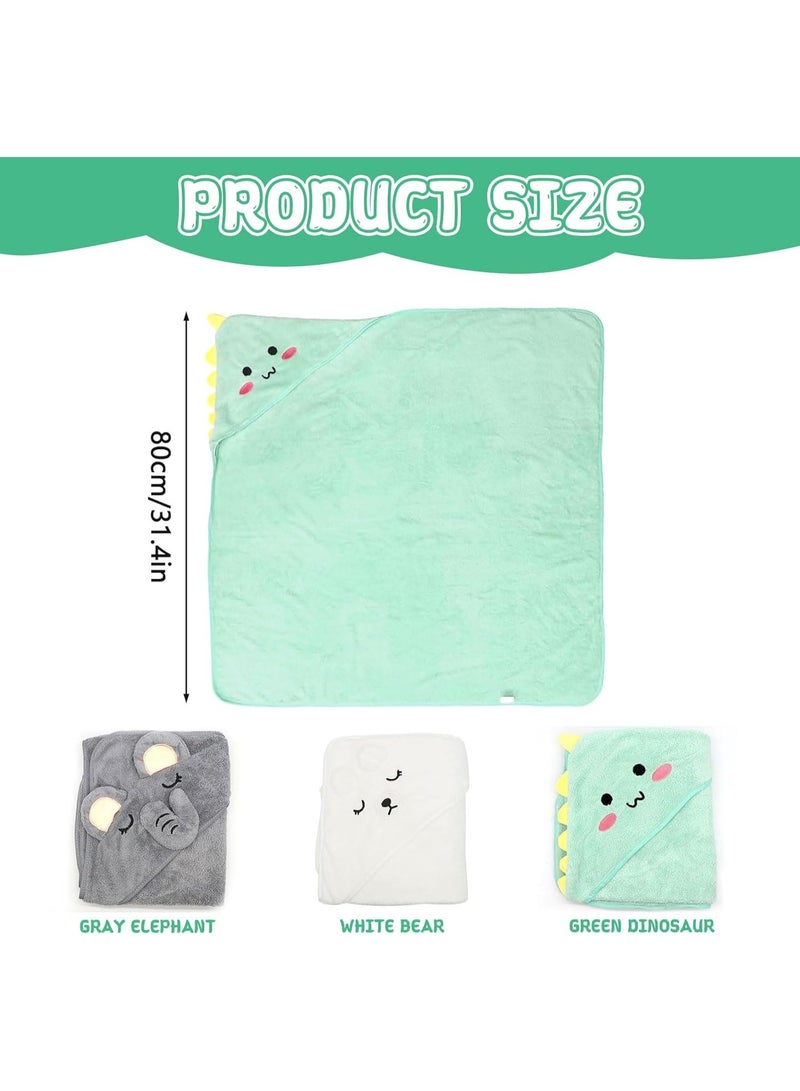 CMGTYYD. 3 قطع من مناشف الأطفال المزودة بغطاء للرأس، مجموعة مناشف حمام مقاس 80x80 سم، مناشف أطفال فائقة النعومة، تصميمات حيوانات لطيفة للأطفال حديثي الولادة من الذكور والإناث - Image 2
