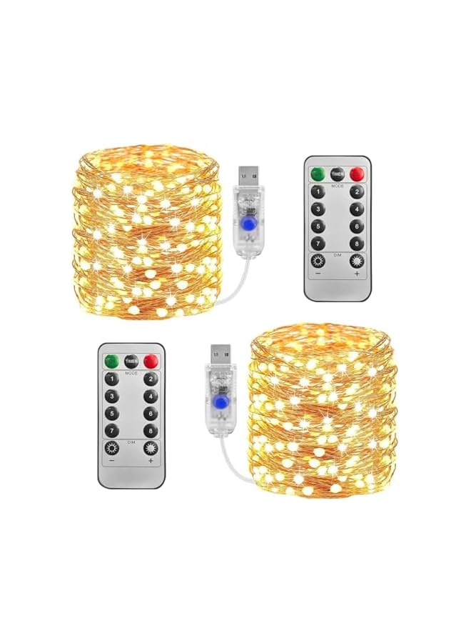 The Bros عبوة 2 من أضواء الف fairy LED البيضاء الدافئة 33 قدم 100 LED تعمل بالطاقة عبر USB للاستخدام الداخلي والخارجي - Image 2