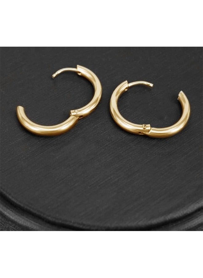 Stainless Steel Hoop Earrings Set, Medium Hoop Earrings for Women Men 8mm 10mm 12mm 14mm 16mm,5 Pairs Hoop Earrings Different Sizes Endless Hinged Stainless Steel Hoops for Multiple Piercings  - Image 3