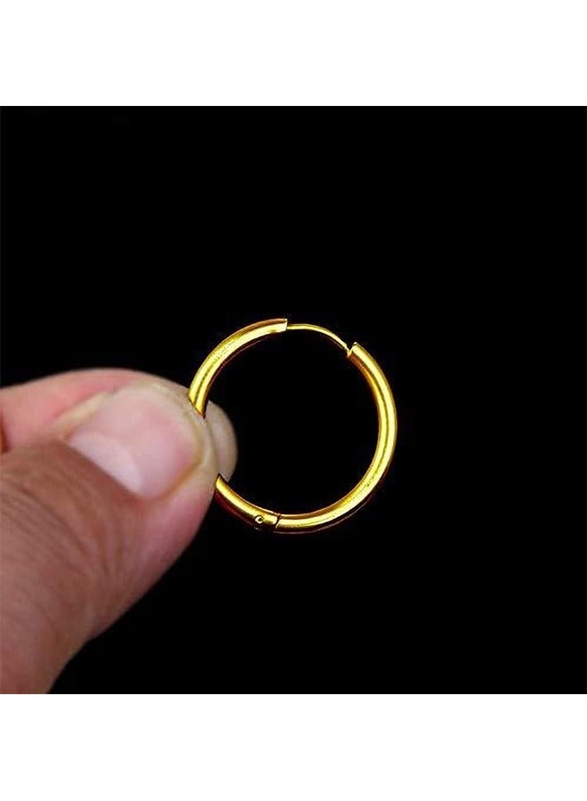 Stainless Steel Hoop Earrings Set, Medium Hoop Earrings for Women Men 8mm 10mm 12mm 14mm 16mm,5 Pairs Hoop Earrings Different Sizes Endless Hinged Stainless Steel Hoops for Multiple Piercings  - Image 2
