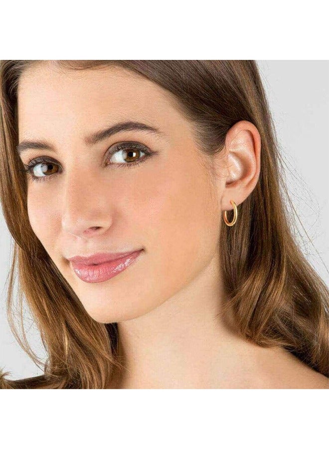 Stainless Steel Hoop Earrings Set, Medium Hoop Earrings for Women Men 8mm 10mm 12mm 14mm 16mm,5 Pairs Hoop Earrings Different Sizes Endless Hinged Stainless Steel Hoops for Multiple Piercings  - Image 5