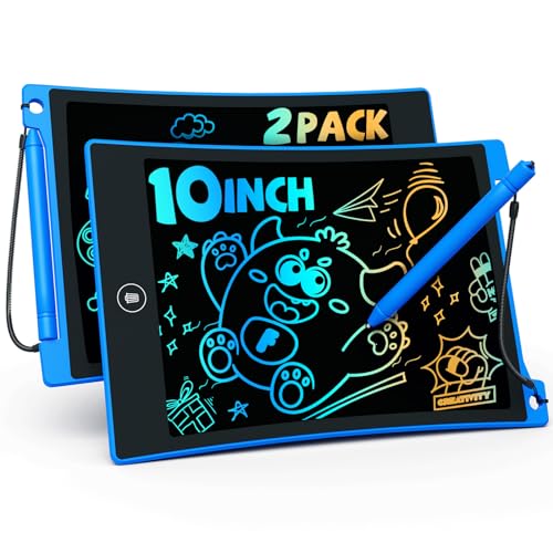 TEKFUN 2 Pack LCD Writing Tablet with AntiLost Stylus 10in Erasable Doodle Board Coloring Drawing Pad for Kids Car Trip Educational Toys Birthday Gift for 3 4 5 6 7 Girls Boys Toddler 2Blue - Image 1