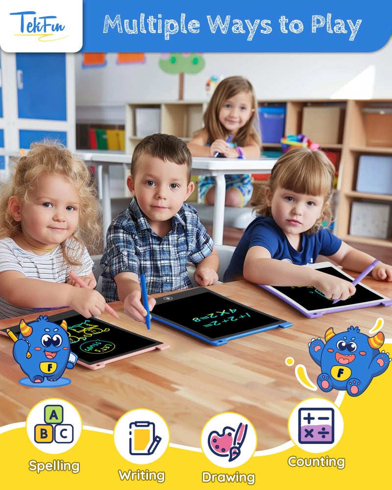 TEKFUN 2 Pack LCD Writing Tablet with AntiLost Stylus 10in Erasable Doodle Board Coloring Drawing Pad for Kids Car Trip Educational Toys Birthday Gift for 3 4 5 6 7 Girls Boys Toddler 2Blue - Image 3