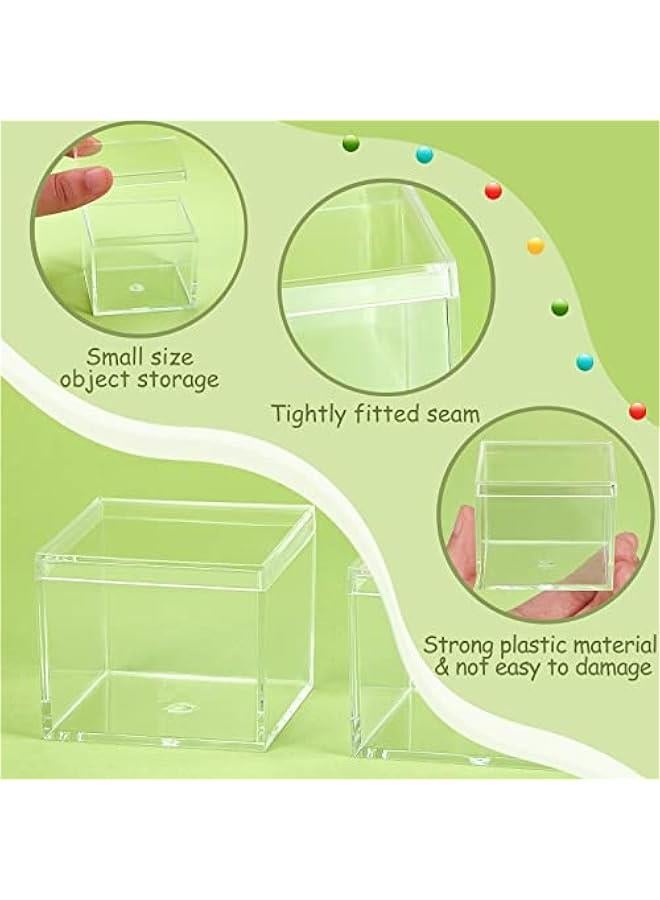 Arabest 8 Pieces Clear Acrylic Plastic Jewelry Box Mini Storage Box Mini Cube Containers with Lids for Candy Pill and Tiny Jewelry(Square,2.2 x 2.2 x 1.8 Inch) - Image 3