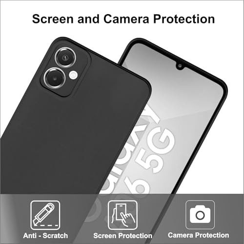 SBMS Silicone Back Cover Case for Samsung Galaxy A06 5G | Soft Micro-Fibre Lining Inside | Camera Protection Bump | Shockproof Back Cover Case for Samsung A06 5G (Black) - Image 2