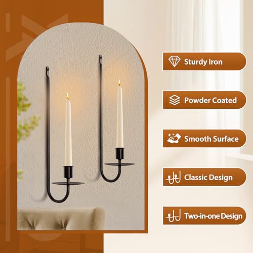XAROO Candle Sconces Set of 2, Taper & Pillar Wall Candle Holder, Black Wall Sconces Set of Two, Decor for Entryway, Stair Corner, Living Room, Gfits for Men Women Mom or Dad - Image 5