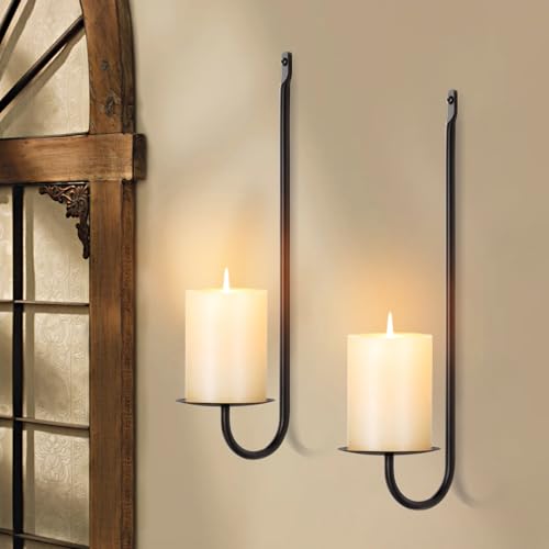XAROO Candle Sconces Set of 2, Taper & Pillar Wall Candle Holder, Black Wall Sconces Set of Two, Decor for Entryway, Stair Corner, Living Room, Gfits for Men Women Mom or Dad - Image 4