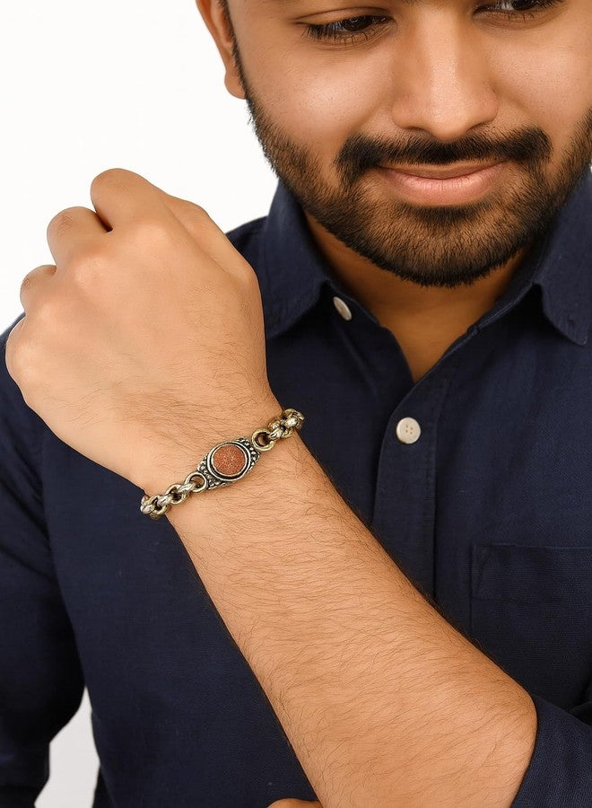 ATHZ Rakhi Combo Set of 2 - Oxidised Silver Bracelet Rakhis for Brother | Red Wine & Caramel Brown Stone Dial | Handmade Rakhi Gift for Rakshabandhan by Indian Artisans - Image 2