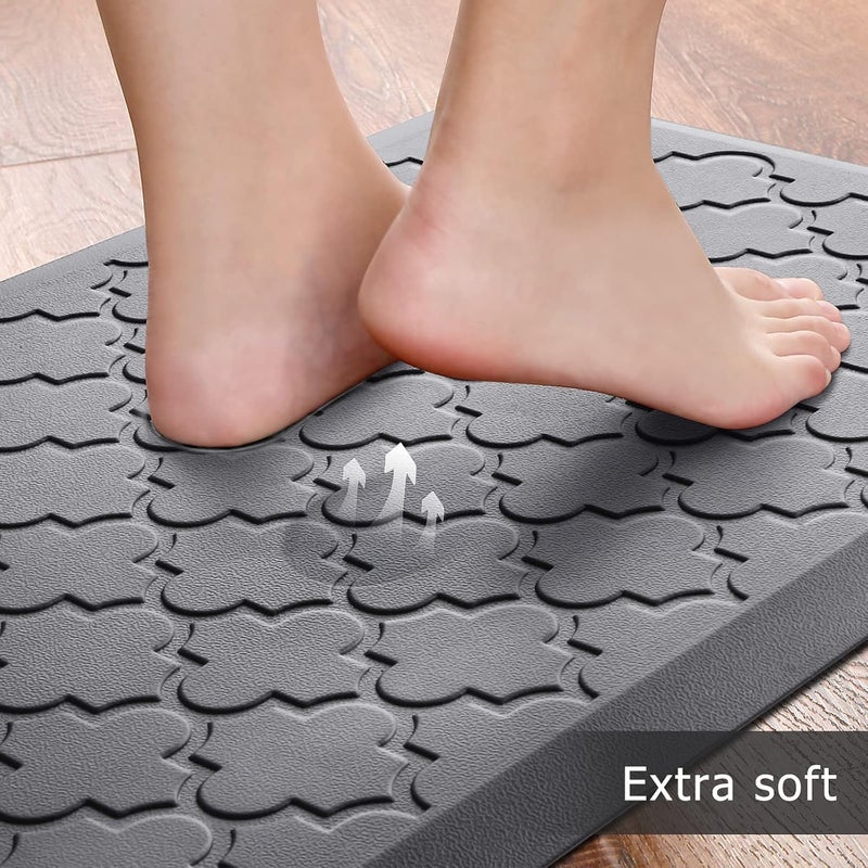 Ofrdncy Kitchen Mat [2 PCS] Extra thick 12mm Cushioned Anti-Fatigue Floor Mat, Waterproof Non-Skid, Ergonomic Comfort Foam Kitchen Rugs, Standing Mat for Floor(Grey,17.3x28"+17.3x60") - Image 3