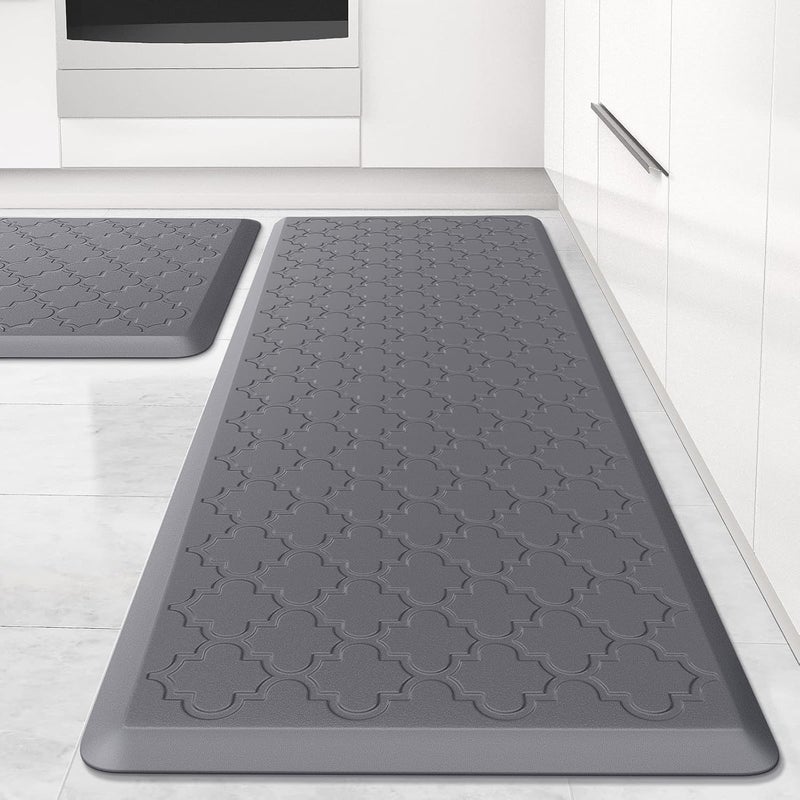 Ofrdncy Kitchen Mat [2 PCS] Extra thick 12mm Cushioned Anti-Fatigue Floor Mat, Waterproof Non-Skid, Ergonomic Comfort Foam Kitchen Rugs, Standing Mat for Floor(Grey,17.3x28"+17.3x60") - Image 1