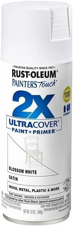 Rust-Oleum Painter's Touch 2X Ultra Cover Spray Paint, 12 oz, Satin Blossom White