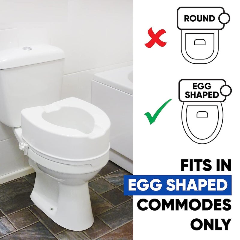 MCP Commode Seat Riser Without Lid Toilet Seat Height Raiser 6" Elevator Extender 7060C|Plastic,Portable & Lightweight Fits In Egg/Oval Shaped Commode Only|For Handicap,Old Age People (White,6") - Image 1