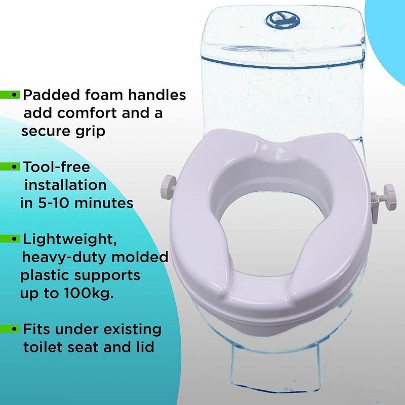 MCP Commode Seat Riser Without Lid Toilet Seat Height Raiser 6" Elevator Extender 7060C|Plastic,Portable & Lightweight Fits In Egg/Oval Shaped Commode Only|For Handicap,Old Age People (White,6") - Image 3