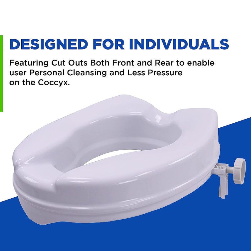 MCP Commode Seat Riser Without Lid Toilet Seat Height Raiser 6" Elevator Extender 7060C|Plastic,Portable & Lightweight Fits In Egg/Oval Shaped Commode Only|For Handicap,Old Age People (White,6") - Image 4
