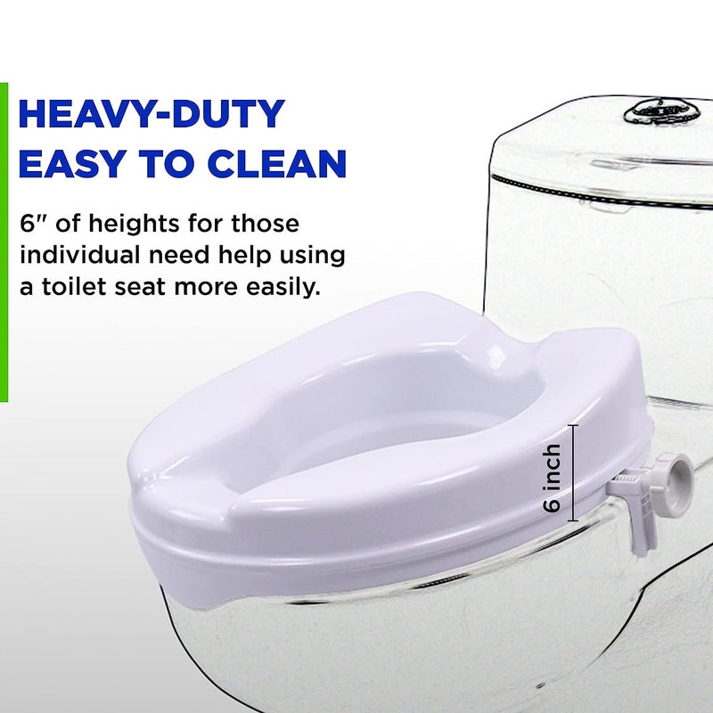 MCP Commode Seat Riser Without Lid Toilet Seat Height Raiser 6" Elevator Extender 7060C|Plastic,Portable & Lightweight Fits In Egg/Oval Shaped Commode Only|For Handicap,Old Age People (White,6") - Image 2