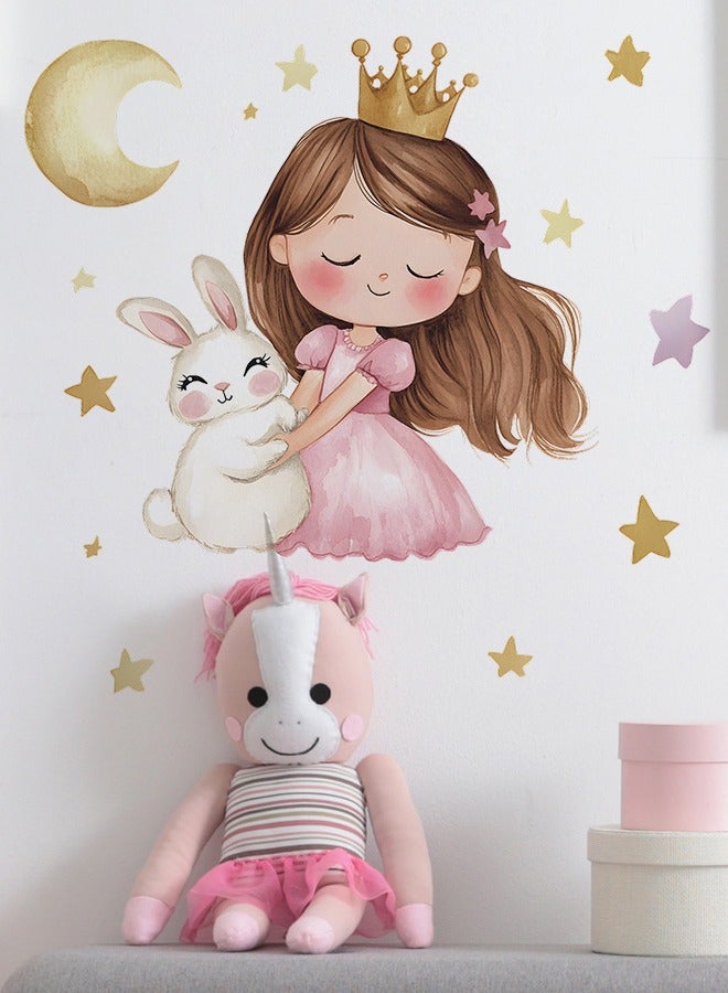 ليتل الأميرة القمر فتاة غرفة نوم غرفة الأطفال رياض الأطفال ديكور المنزل PVC ملصقات الحائط - Image 1