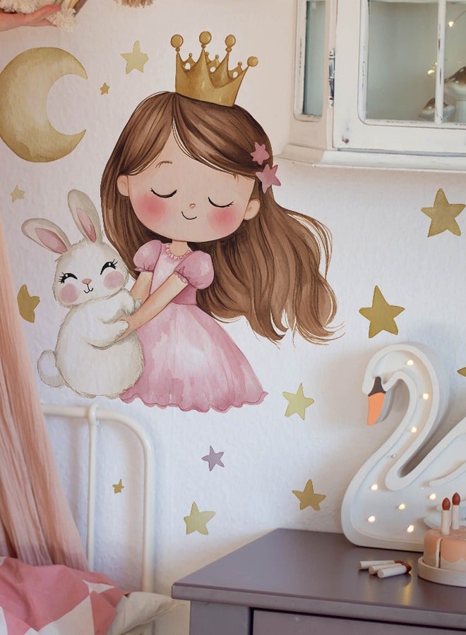 ليتل الأميرة القمر فتاة غرفة نوم غرفة الأطفال رياض الأطفال ديكور المنزل PVC ملصقات الحائط - Image 3