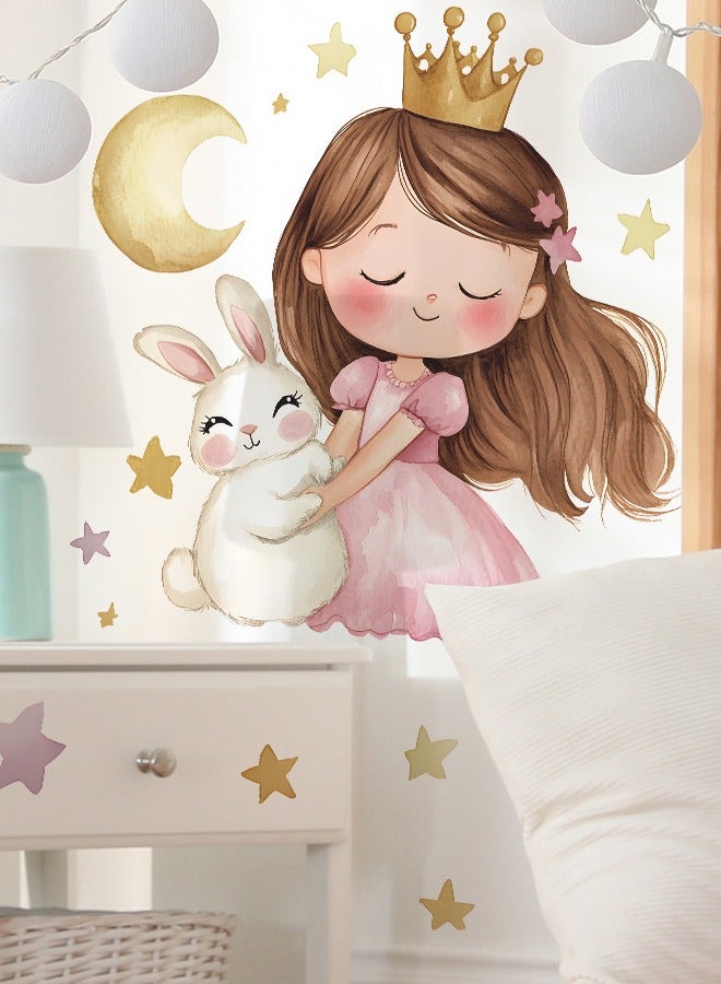 ليتل الأميرة القمر فتاة غرفة نوم غرفة الأطفال رياض الأطفال ديكور المنزل PVC ملصقات الحائط - Image 4