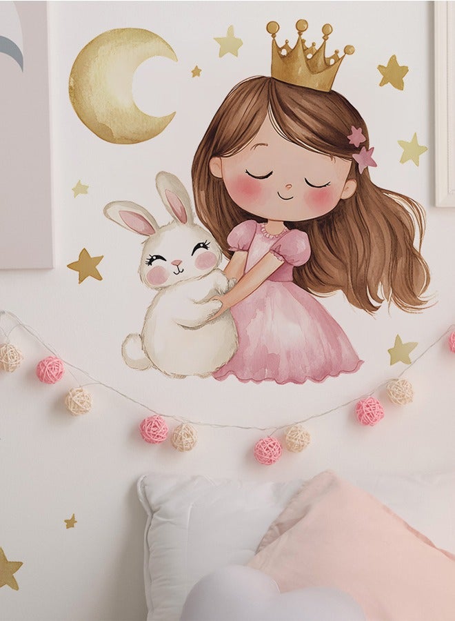ليتل الأميرة القمر فتاة غرفة نوم غرفة الأطفال رياض الأطفال ديكور المنزل PVC ملصقات الحائط - Image 5