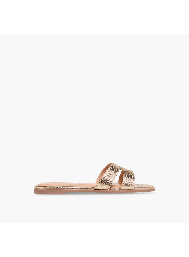 Women's Monogram Emobossed Slip-On Flat Sandals
