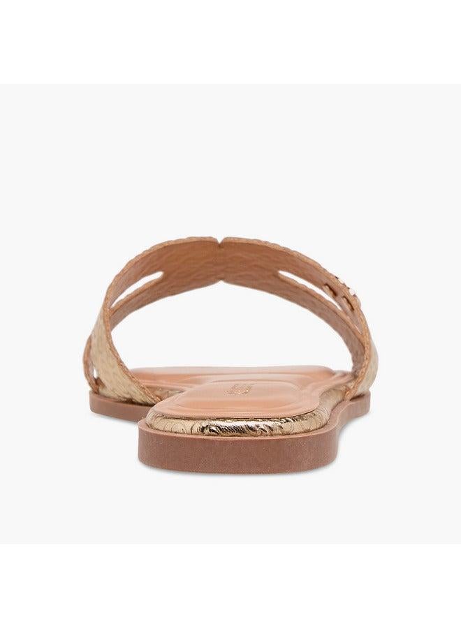 سيليست صنادل نسائية مسطحة سليب أون بنقش المونوغرام - Image 5