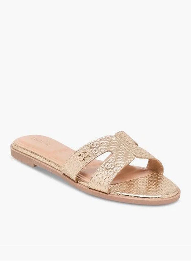 سيليست صنادل نسائية مسطحة سليب أون بنقش المونوغرام