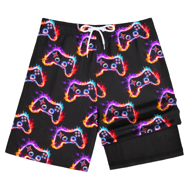 OlyPegic Boys Swim Trunks Size 14-16, Bathing Suit Boys Swimsuit Swim Shorts Swimwear Quick Dry Swim Trunks with Compression Liner Kids Beach Board Running Shorts Game Console Youth - Image 1