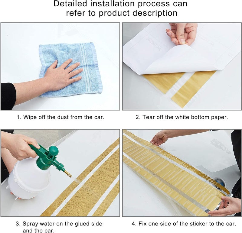 BPA Gold Car Hood Stripe Sticker - Image 4