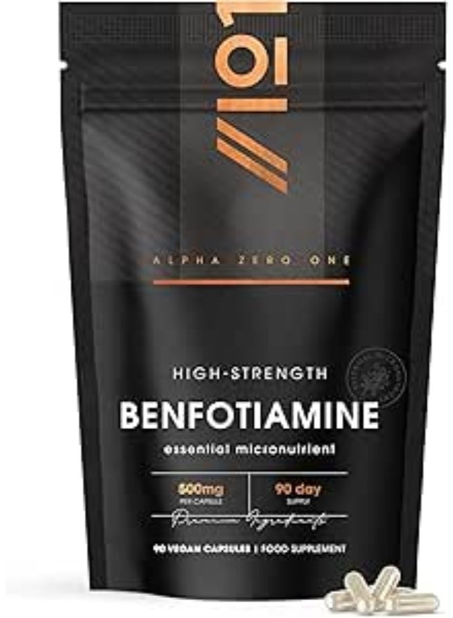 ALPHA01 Benfotiamine 500mg | 90 Vegan Capsules | High Strength Vitamin B1 Derivative for Nerve Health, Blood Sugar Balance & Energy Support - Image 1