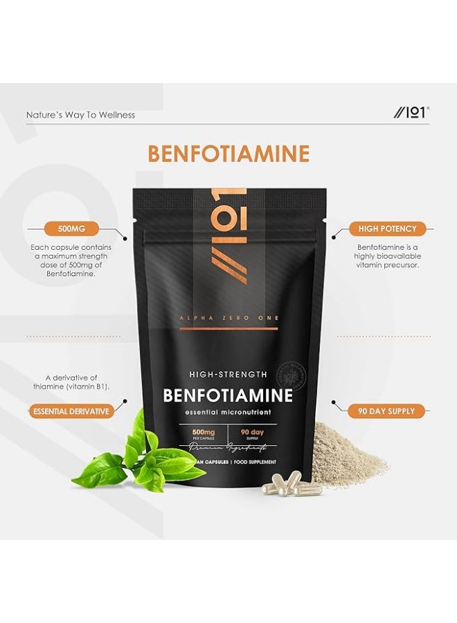 ALPHA01 Benfotiamine 500mg | 90 Vegan Capsules | High Strength Vitamin B1 Derivative for Nerve Health, Blood Sugar Balance & Energy Support - Image 2