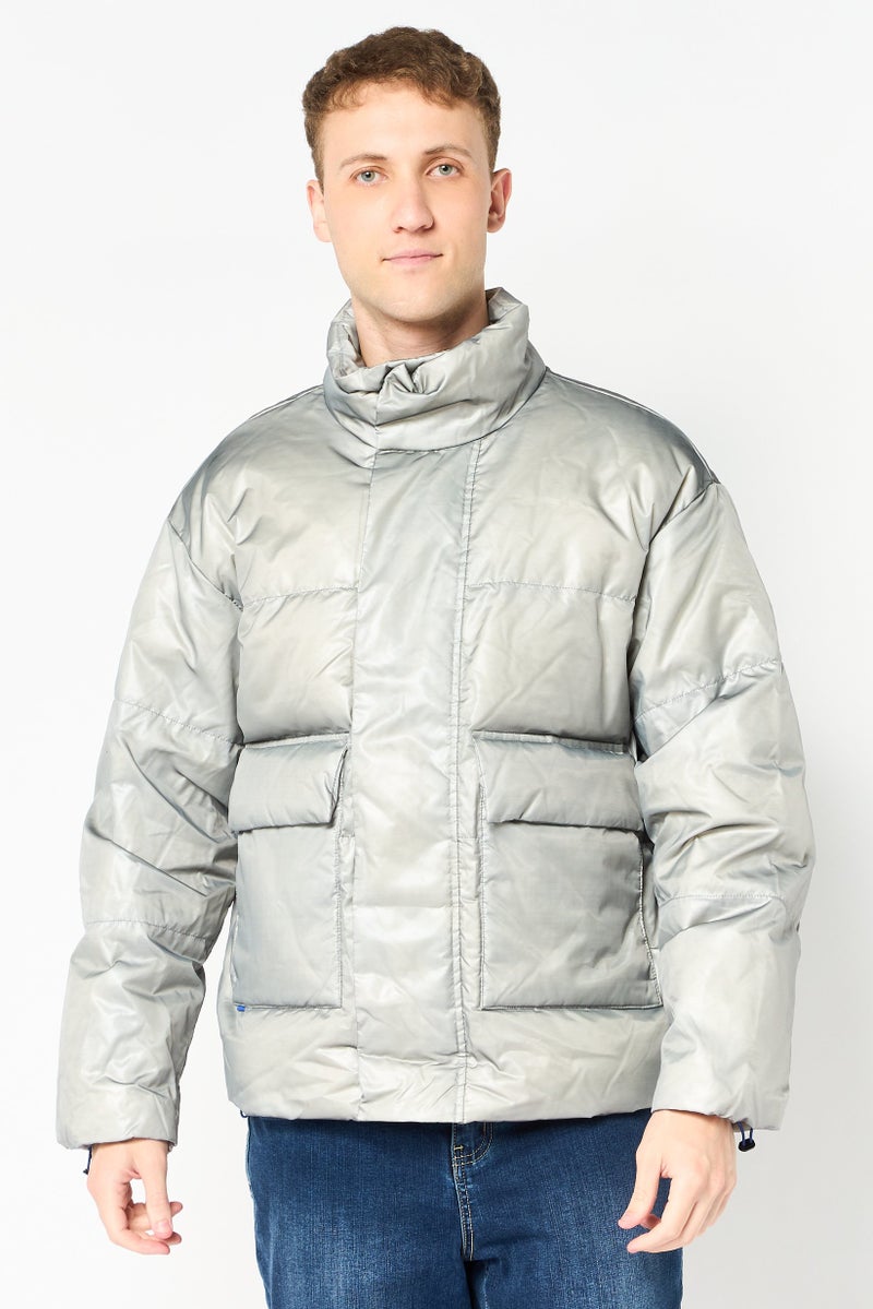 SELECTED Men Quilted Puffer Jacket, Grey - Image 1