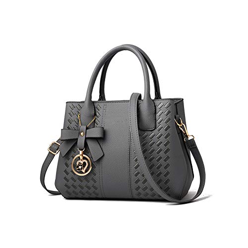 Jeniulet Purses and Handbags for Women Fashion Ladies PU Leather Top Handle Satchel Shoulder Tote Bags Dark Gray 10.2" x 3.9" x 7.9" - Image 1