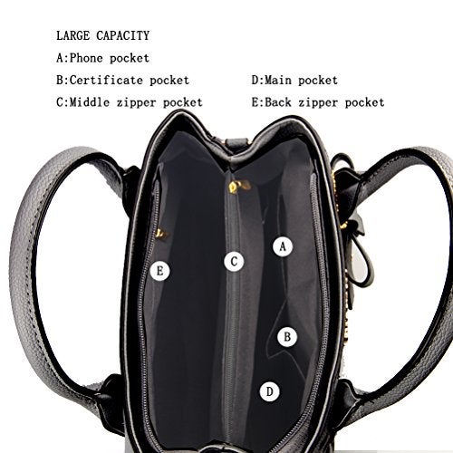 Jeniulet Purses and Handbags for Women Fashion Ladies PU Leather Top Handle Satchel Shoulder Tote Bags Dark Gray 10.2" x 3.9" x 7.9" - Image 5