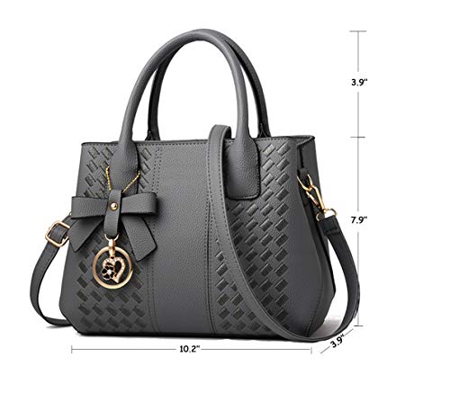 Jeniulet Purses and Handbags for Women Fashion Ladies PU Leather Top Handle Satchel Shoulder Tote Bags Dark Gray 10.2" x 3.9" x 7.9" - Image 3