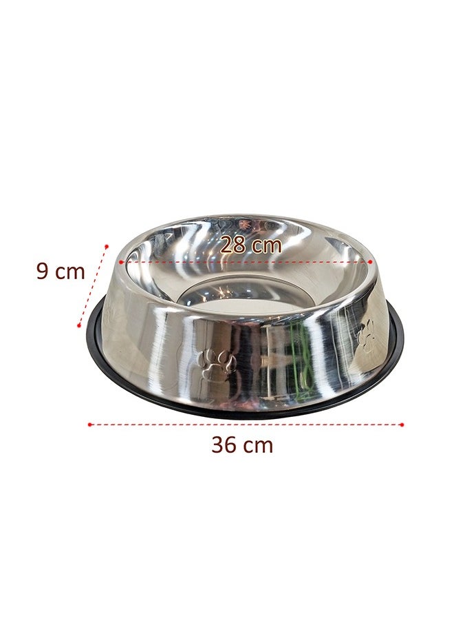 MAJIBAO - Large Dog Food Feeder in Stainless Steel Round Bowls, Extra Large Size Bowl, Rubber or Silicon Grip for No Sliding, Strong SS Material - Image 1
