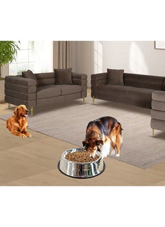 MAJIBAO Large Dog Food Feeder in Stainless Steel Round Bowls, Extra Large Size Bowl, Rubber or Silicon Grip for No Sliding, Strong SS Material  - Image 2
