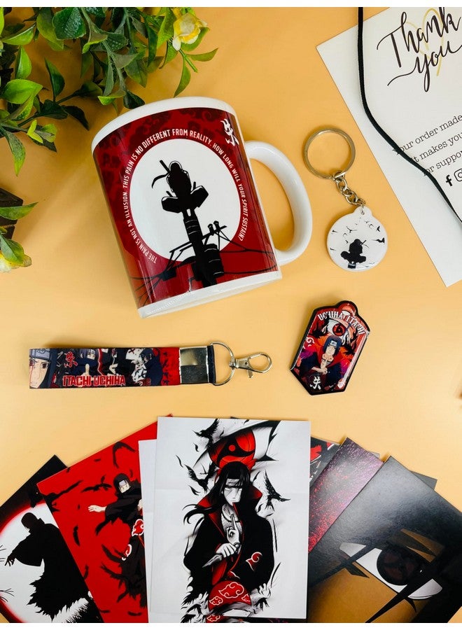 SINCE 7 STORE SINCE 7 STORE Itachi Uchiha Gift Box Includes 5 Products: Mug, Keychain, Key-tag, 9 Mini Posters, and Shape Cut Badge - The Ultimate Anime Fan Collection. - Image 1