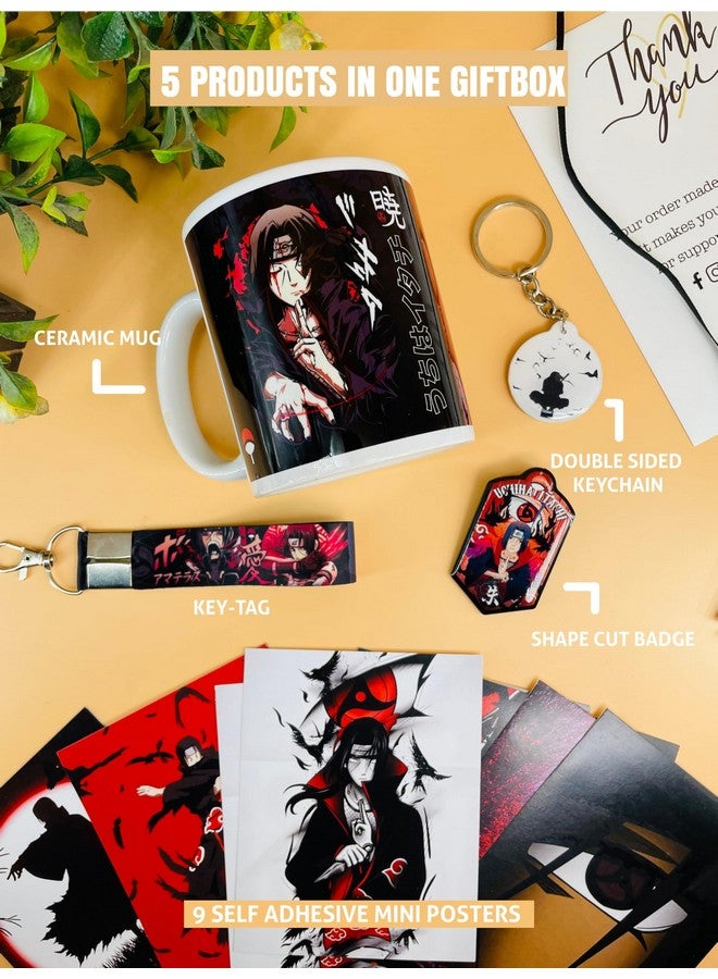 SINCE 7 STORE SINCE 7 STORE Itachi Uchiha Gift Box Includes 5 Products: Mug, Keychain, Key-tag, 9 Mini Posters, and Shape Cut Badge - The Ultimate Anime Fan Collection. - Image 3
