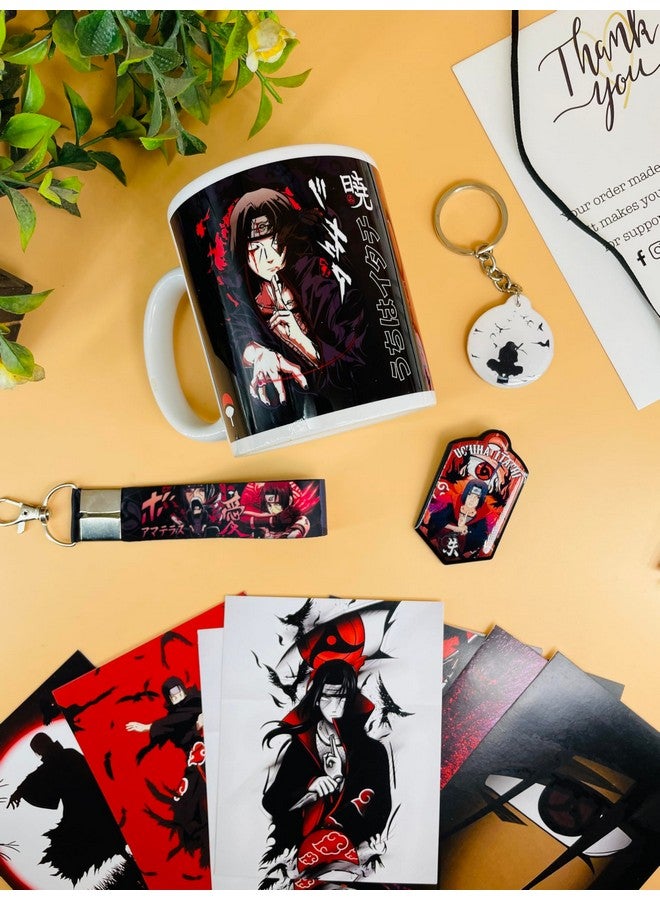 SINCE 7 STORE SINCE 7 STORE Itachi Uchiha Gift Box Includes 5 Products: Mug, Keychain, Key-tag, 9 Mini Posters, and Shape Cut Badge - The Ultimate Anime Fan Collection. - Image 2