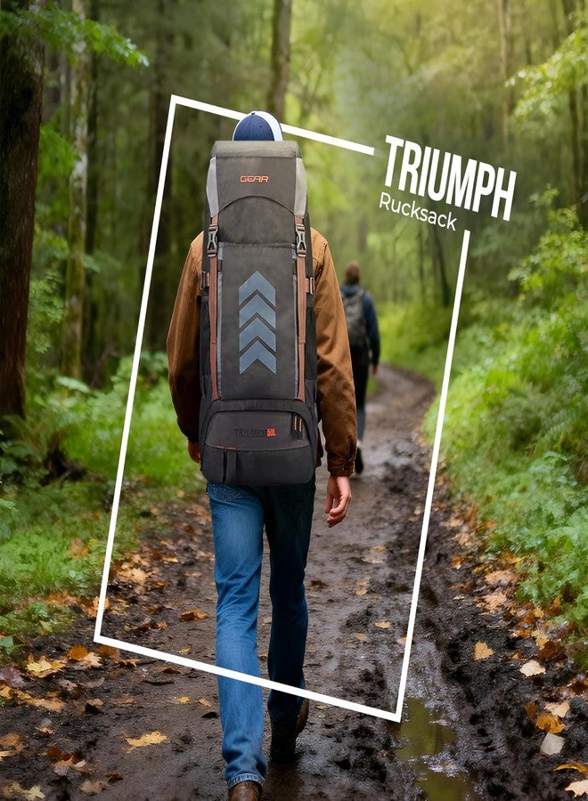 Gear Triumph 50L Extra Large Water Resistant Rucksack/Travel bag/For Men & Women(Grey - Black) - Image 2