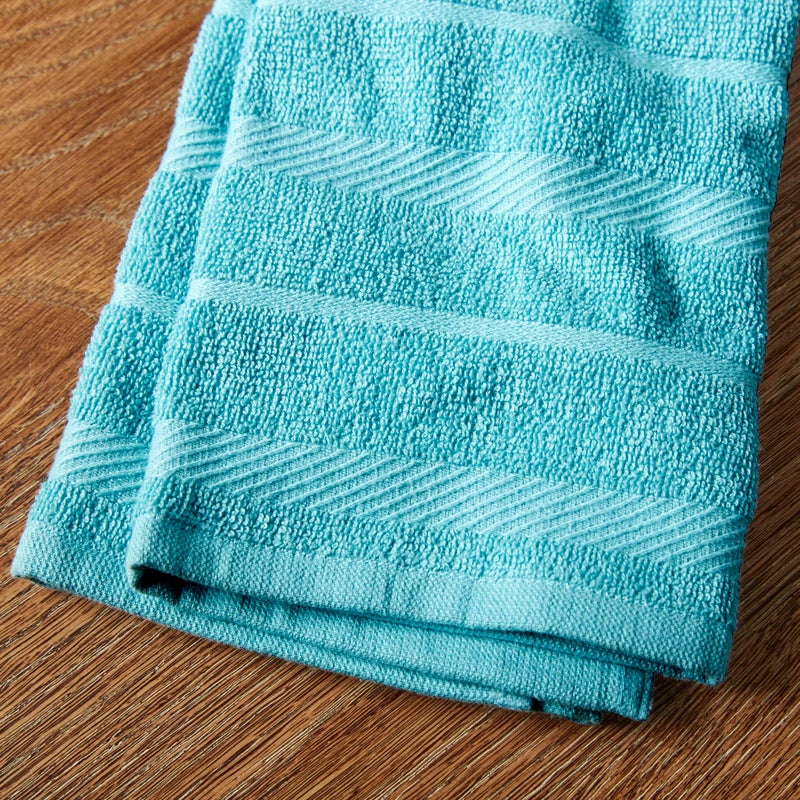KitchenAid Albany Kitchen Towel 4-Pack Set  Aqua/White  16""x26"" - Image 3