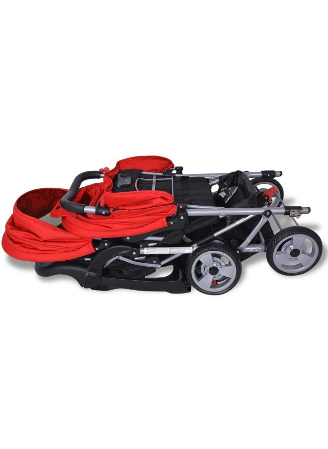 Generic Double Stroller, Double Stroller with Adjustable Backrest, Footrest, Foldable Design for Easy Transport.  - Image 4