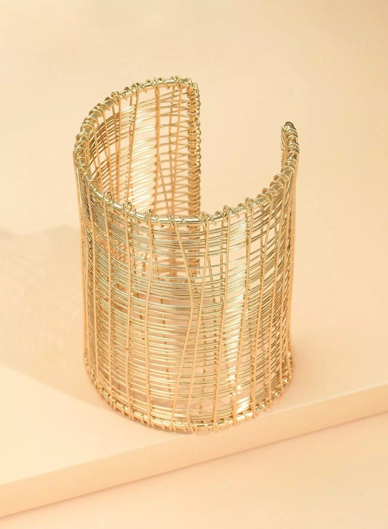 Hollow Out Wide Iron Bangle  - Image 2